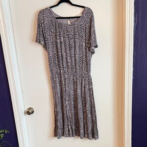 LOFT Taupe and Black Patterned Dress size L